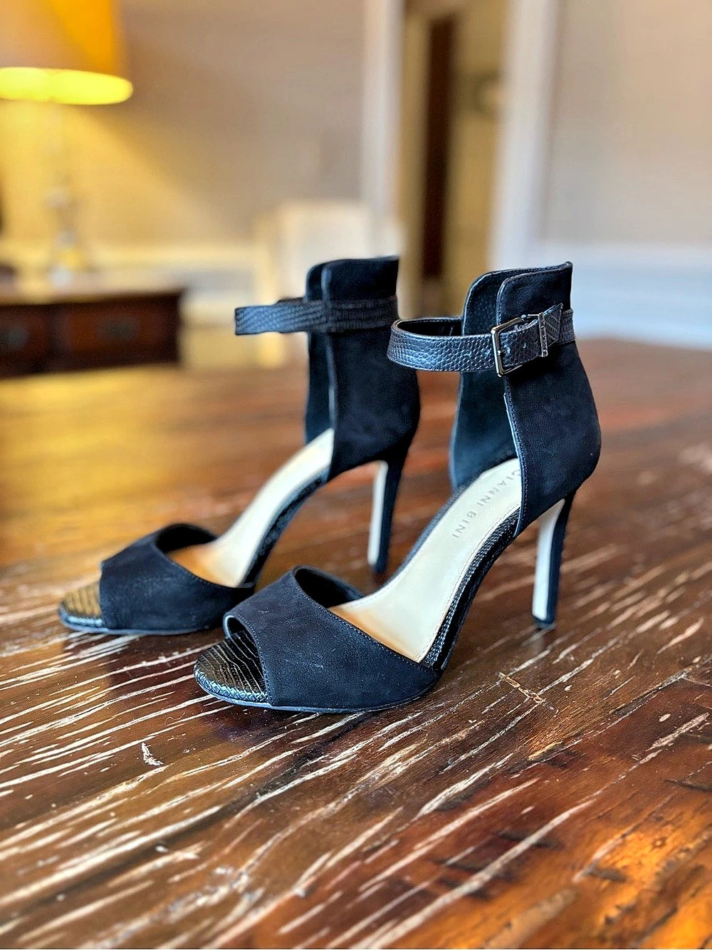 Gianni Bini Jaxxon Black Ankle Strap Heels US 7.5 NWT
